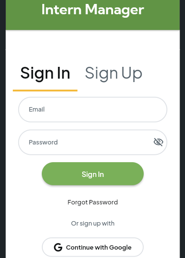 Intern Manager login page